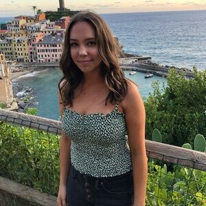 Reformation green and white stretchy fitted top